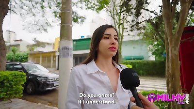 fake deviant reporter catches a naughty mexican model on the street.