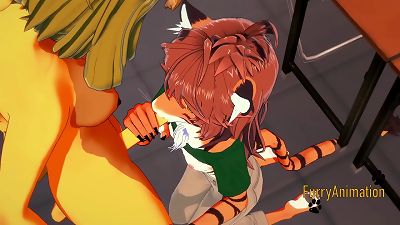 fur covered futanari manga 3 dimensional - Dog hermaphroditism and Tiger nymph blow-job and pounded with creampie - anime manga porn asian Yiff cartoon  pornography