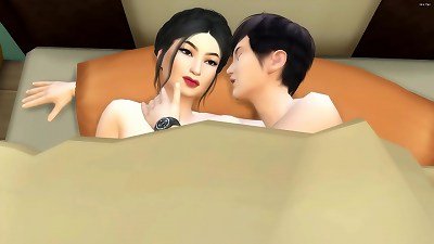 Step son comes in his molten chinese step mother room late at night to share the bed with her because he was afraid to be alone, she accepted but in the end everything turned into lovemaking