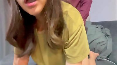 plumbing a girl with braces, so cute, she moans loudly.