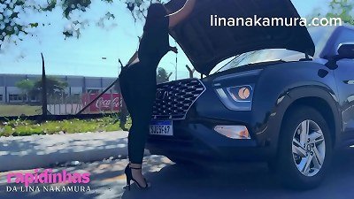 molten korean with a broken car on the road asked Stranger for help and rewarded the bastard with a hot fuck inside the car in the middle of the road - Lina Nakamura - John Coffee