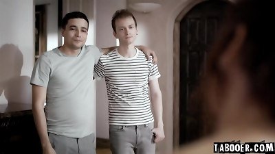two young angry brothers Ricky Spanish and Alex Jett double tear up their own way older mom Syren De Mer to whip out their frustrations!